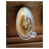 oval vintage Japanese hand-painted lusterware