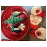 Three vintage Christmas tree ornaments, two hand