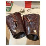 Pair of leather cowboy cuffs or brush cuffs
