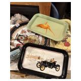 Five vintage metal trays