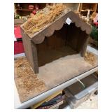 Lighted rustic wooden nativity stable 28 x 16 x