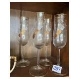 4 Bockling champagne, flutes, stemmed glasses