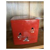 vintage Japanese red-lacquered Jubako (a