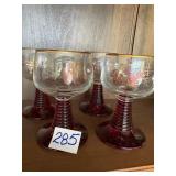 4 vintage Bï¿½ckling German Roemer wine goblet red