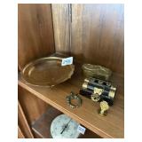 Five pieces, vintage brass, trinket boxes,