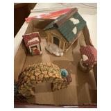 40. Box of vintage Christmas, village,