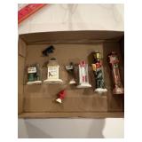 Box of vintage Christmas village accessories,