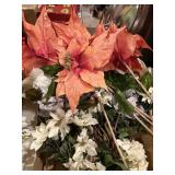 Large lot of fake flowers, poinsettias