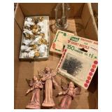 Three 1950s pink plastic angels, 10 angels