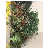 Large box of greenery and foliage, feathers,