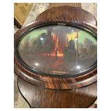 Antique oval framed print, convex bubble g