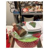Assorted Christmas decor, ornament tree, Santa,