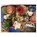 Christmas decor, metal, ornaments, Santa candle