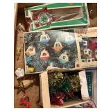 Vintage Christmas decor, lantern lights, tree