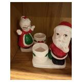 Two vintage Mrs clause and Santa planter figurine