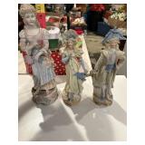 3 vintage colonial style figurines 14ï¿½ + 11ï¿½