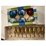 Two packs of vintage Christmas ornaments, glass,