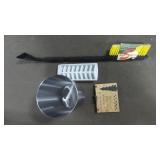 *-Snow scraper, bin, sign, ice cube tray