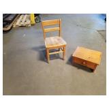 Wooden kids chair and step stool