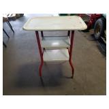 Metal tray on wheels