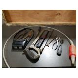 Saw, screwdrivers, lighter, misc.