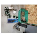 Ext. cord, bucket, soldering iron, jack