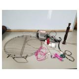 BBQ grill, grill grate, phone parts, necklace