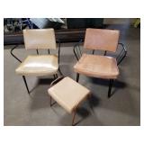 2 vintage chairs and foot seat