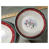 Snowman platter, 4 bowls and 3 mugs