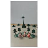 Candle holders and santa figurines