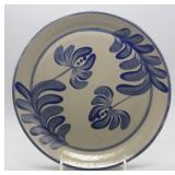 1997 BEAUMONT BROS. POTTERY 9.25" BLUE DECORATED