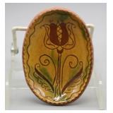 3.75" LONG BREININGER POTTERY FLOWER PLATE