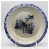 1990 ELDRETH POTTERY BLUE DECORATED 8" PLATE