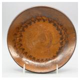 ANTIQUE REDWARE PLATE DIAMETER = 7.5" (CRACK)