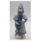 1996 7.25" POTTERY BLUE DECORATED SANTA SIGNED BBP
