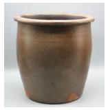 8" ANTIQUE POTTERY CROCK (RIM CHIPS)