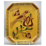 2000 BREININGER REDWARE FLORAL / BIRD PLATTER
