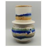 FRENCH POTTERY BUTTER DISH - SIGNED