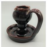 1998 BREININGER POTTERY 4" REDWARE CANDLE HOLDER