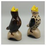 TWO POTTERY PIE BIRDS