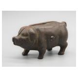S: ANTIQUE CAST IRON PIG COIN BANK