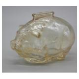 NS: GLASS 3" TALL PIGGY BANK - AMBER TINT