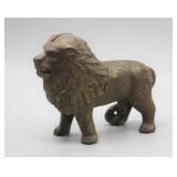 S: ANTIQUE CAST IRON LION COIN BANK