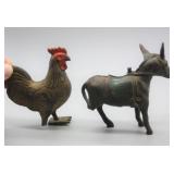 S: 2 BROKEN CAST IRON BANKS DONKEY & ROOSTER