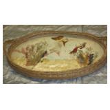 NS: VINTAGE TRAY - SOME DAMAGE TO WICKER AS SHOWN