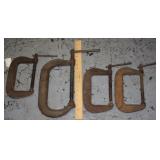 NS: LOT OF 4 LARGE STEEL US MADE CLAMPS