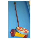 NS: ANTIQUE WOOD SWIRLING PULL / PUSH TOY