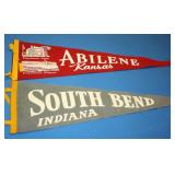 S: 2 PENNANTS - ABILENE KS & SOUTH BEND INDIANA