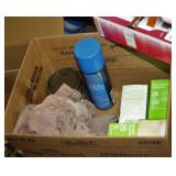 NS: BOX LOT W/ NEW LIGHT BULBS, SHOP RAGS & MORE