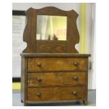 S: 14" ANTIQUE TOY DRESSER WITH MIRROR